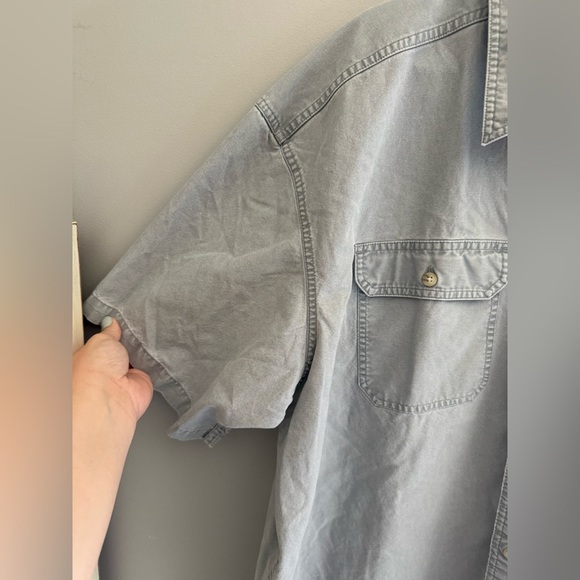 L.L Bean Denim Short Sleeve Button Up Mens SZ XXL Tall Light Blue 100% Cotton - Picture 4 of 7